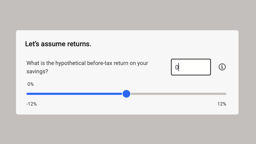 NYL Calculator — slider input paired with a numerical text field, showing synchronized state between both controls